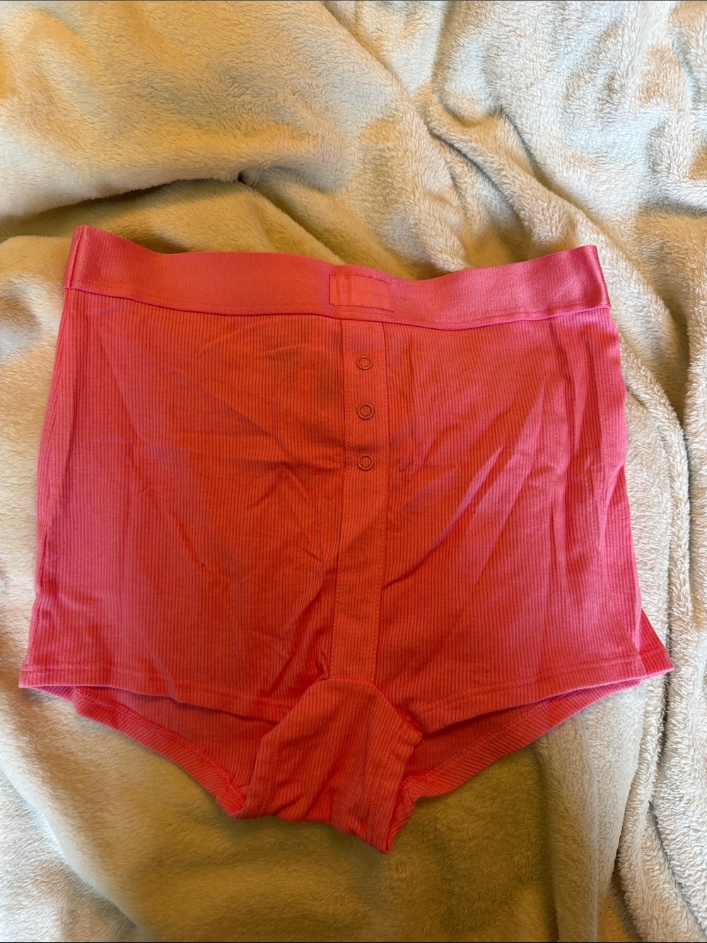 High-Waist Ribbed Boxer Briefs - Pink